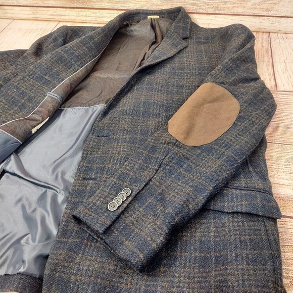 Joseph Abboud Men 100% Wool Blazer 2 Button Jacket Brown Sport Coat Elbow Patch - Picture 5 of 14